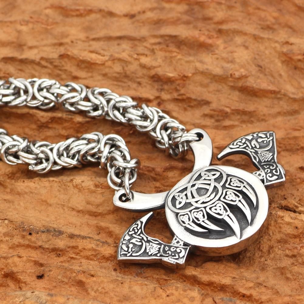 Viking Valknut Bear Paw Axe Handmade Chain