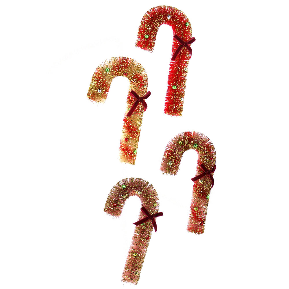 Vintage Brush Candy Canes 10&amp;quot; Set of 4 Asst