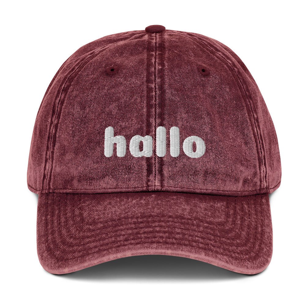 VINTAGE EMBROIDERED HALLO COTTON TWILL CAP