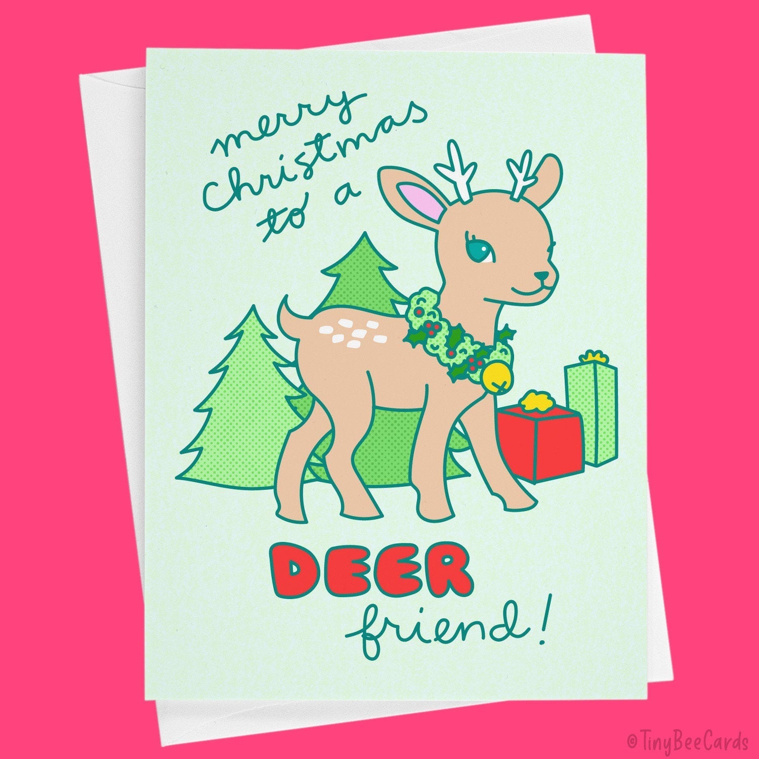 Vintage Deer Christmas Card &amp;quot;to a Deer Friend&amp;quot;