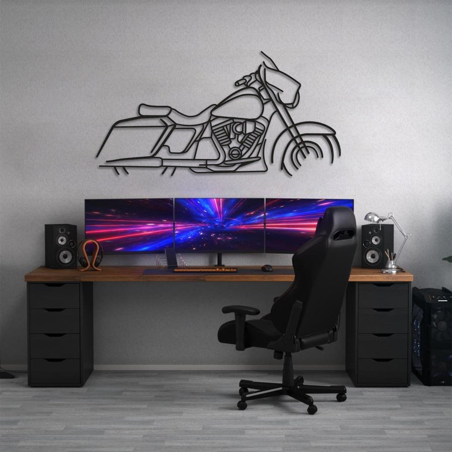 Harley Davidson Street Glide Metal Motorcycle Silhouette Wall Art - MT1094