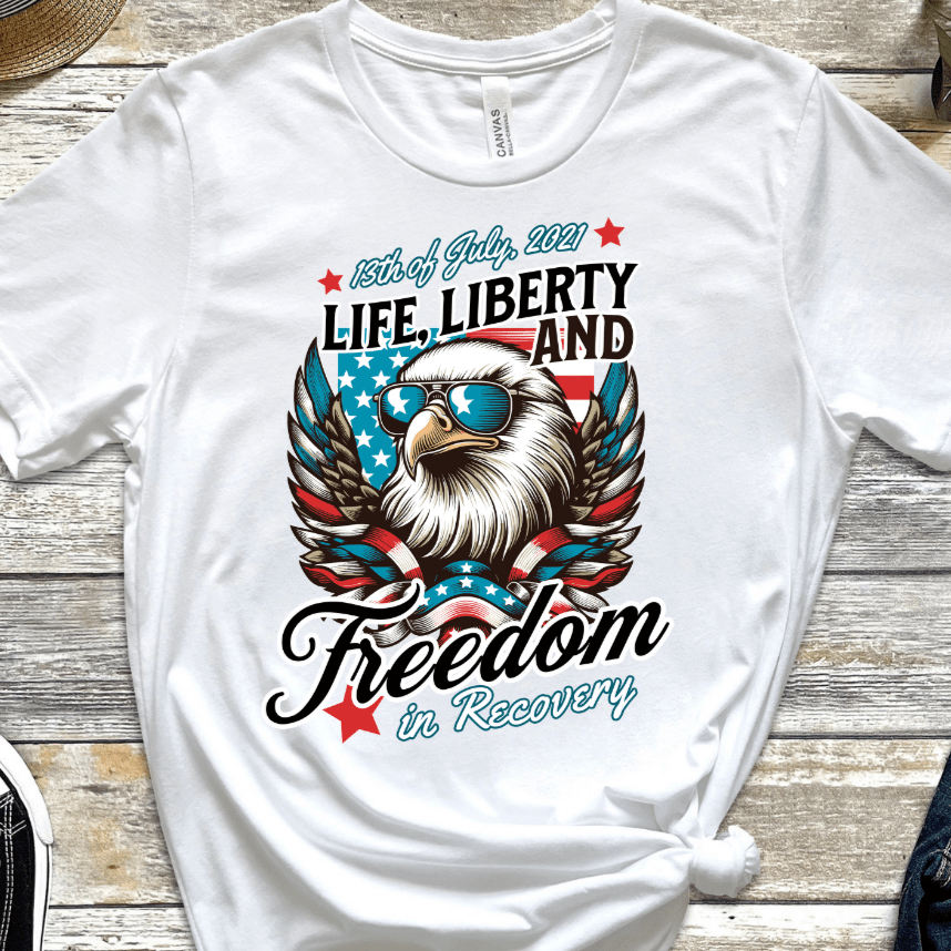 Vintage Recovery T-Shirt | Inspiring Sobriety |  Life, Liberty &amp;amp; Freedom