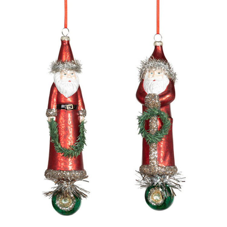 Vintage St. Nick Glass Ornament Set of 2