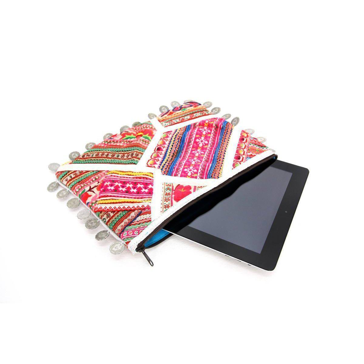 Vintage Leather Trims &amp;amp; Coins iPad Clutch - Thailand