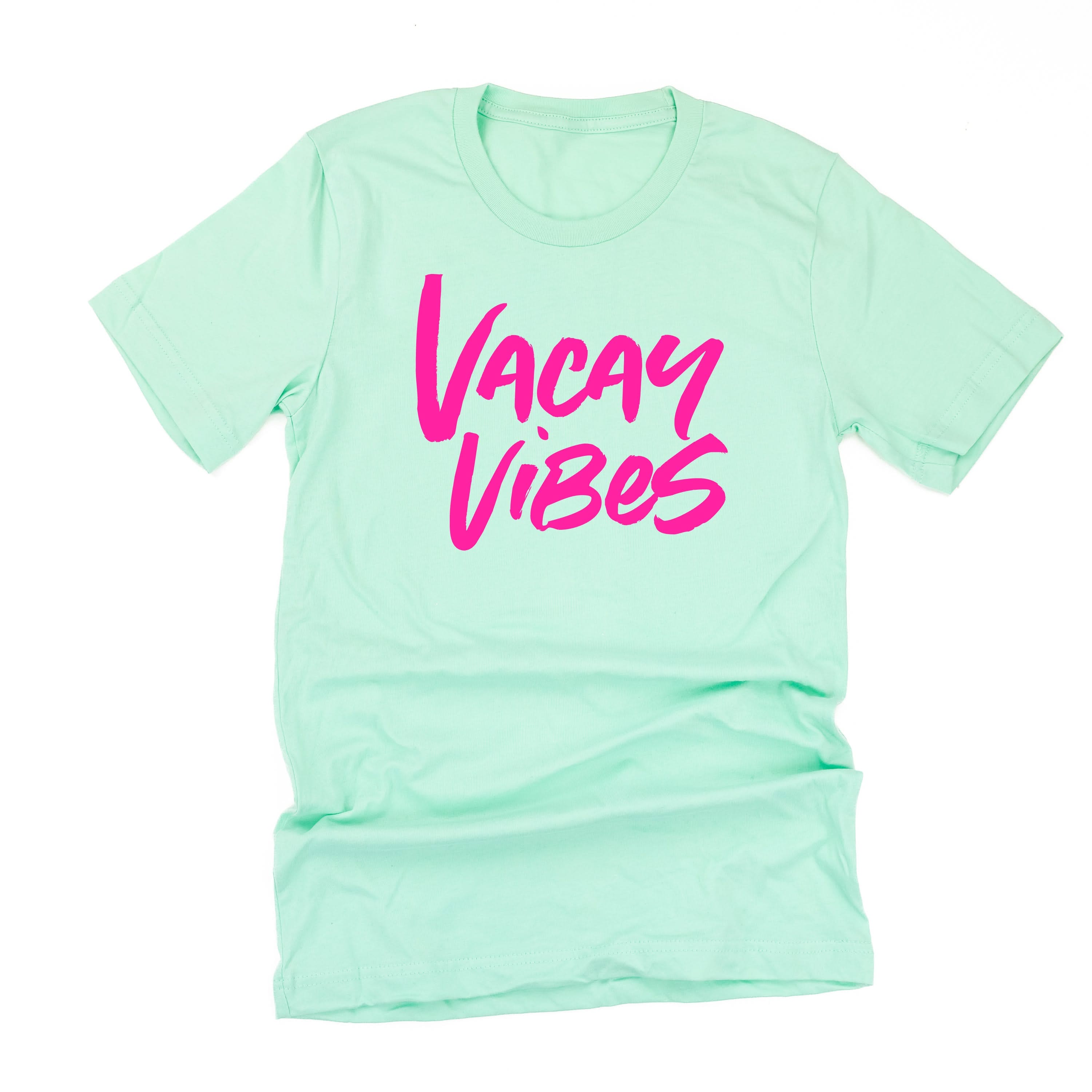 Vacay Vibes (Neon) w/ 2 Palm Trees (back) - Unisex Tee