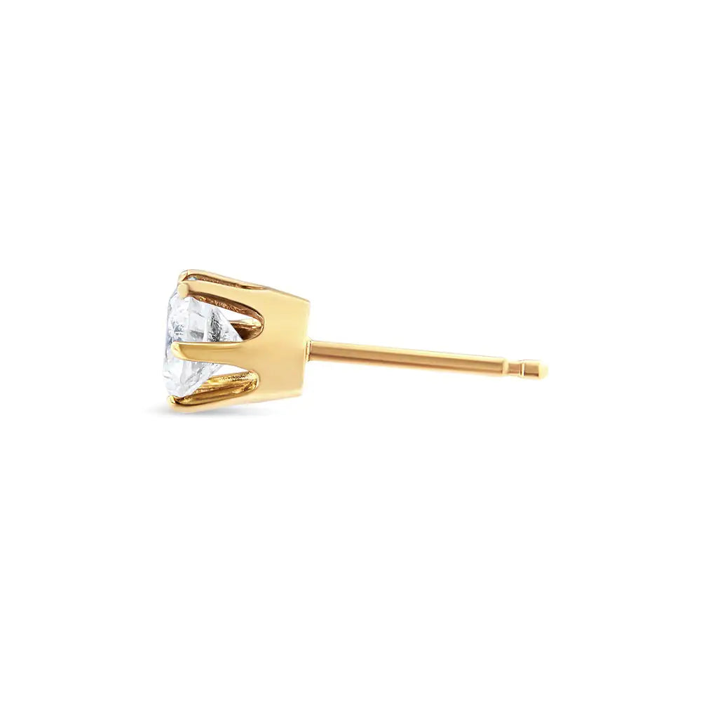 Style Loft Collection Single Solitaire 14K Yellow Gold Diamond 6-Prong Stud Earring (3/8 cttw, I-J Color, I2-I3 Clarity)
