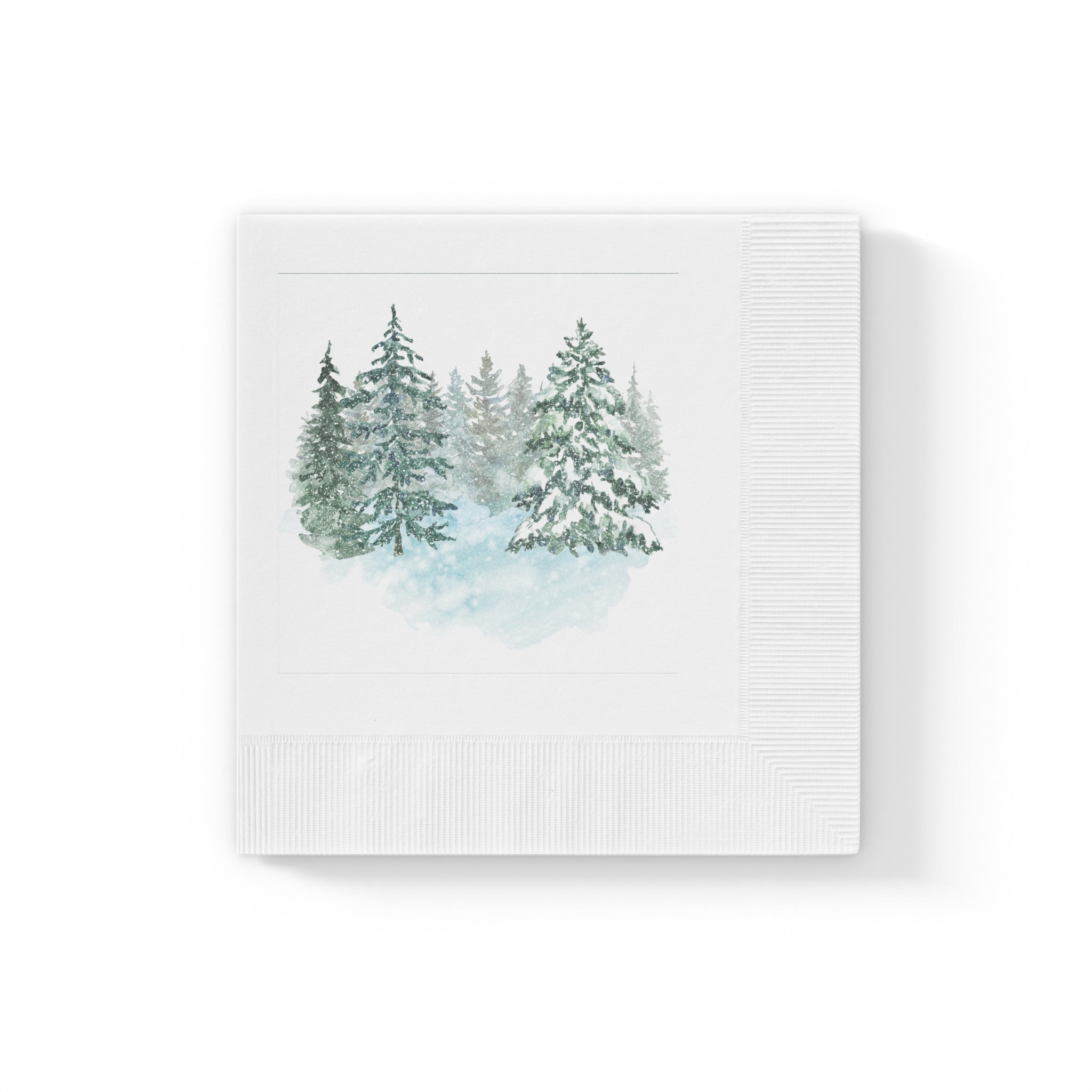Pine Tree Cocktail Napkins - Snowy Forest Christmas Party Supplies
