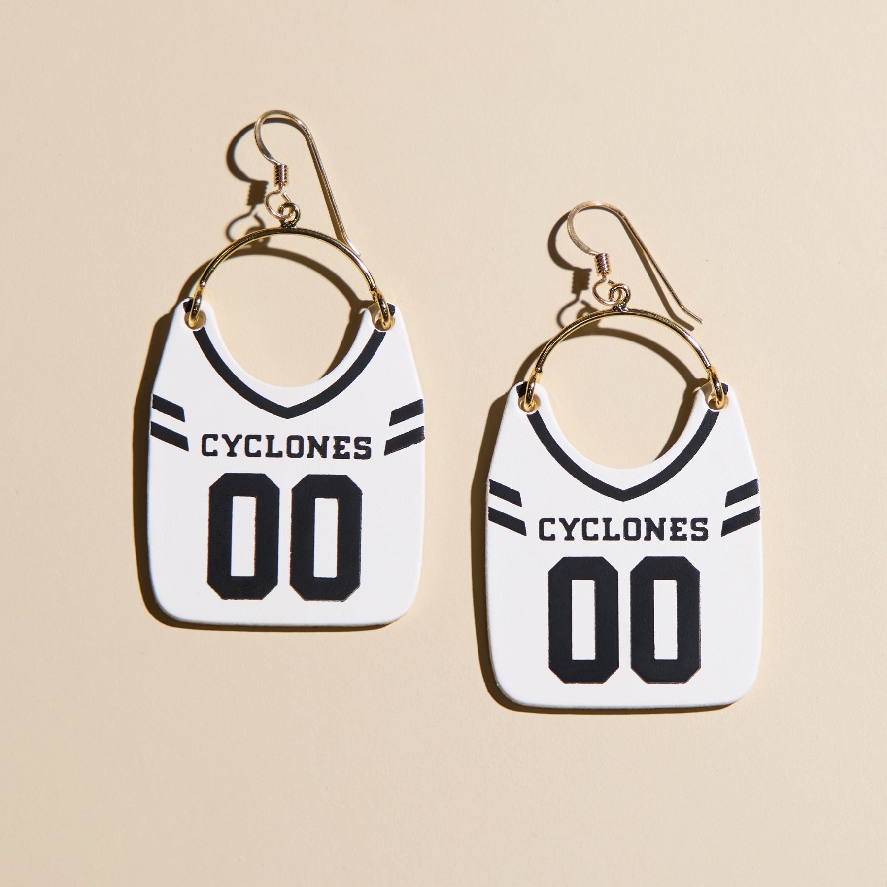 White &amp;amp; Black Iowa State University Football Jersey Earrings