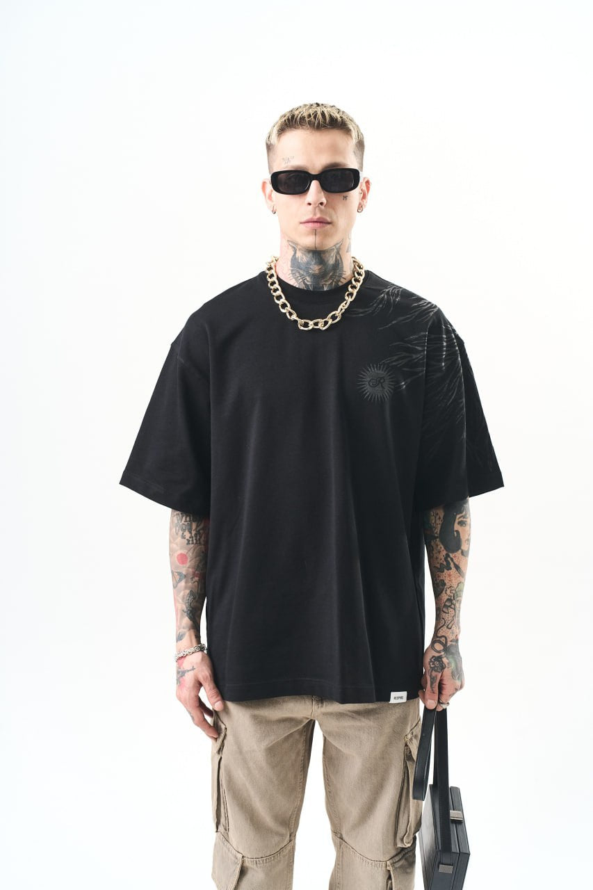 Men&amp;#39;s Oversize Graphic T-Shirt - Wings and Sun Streetwear Tee