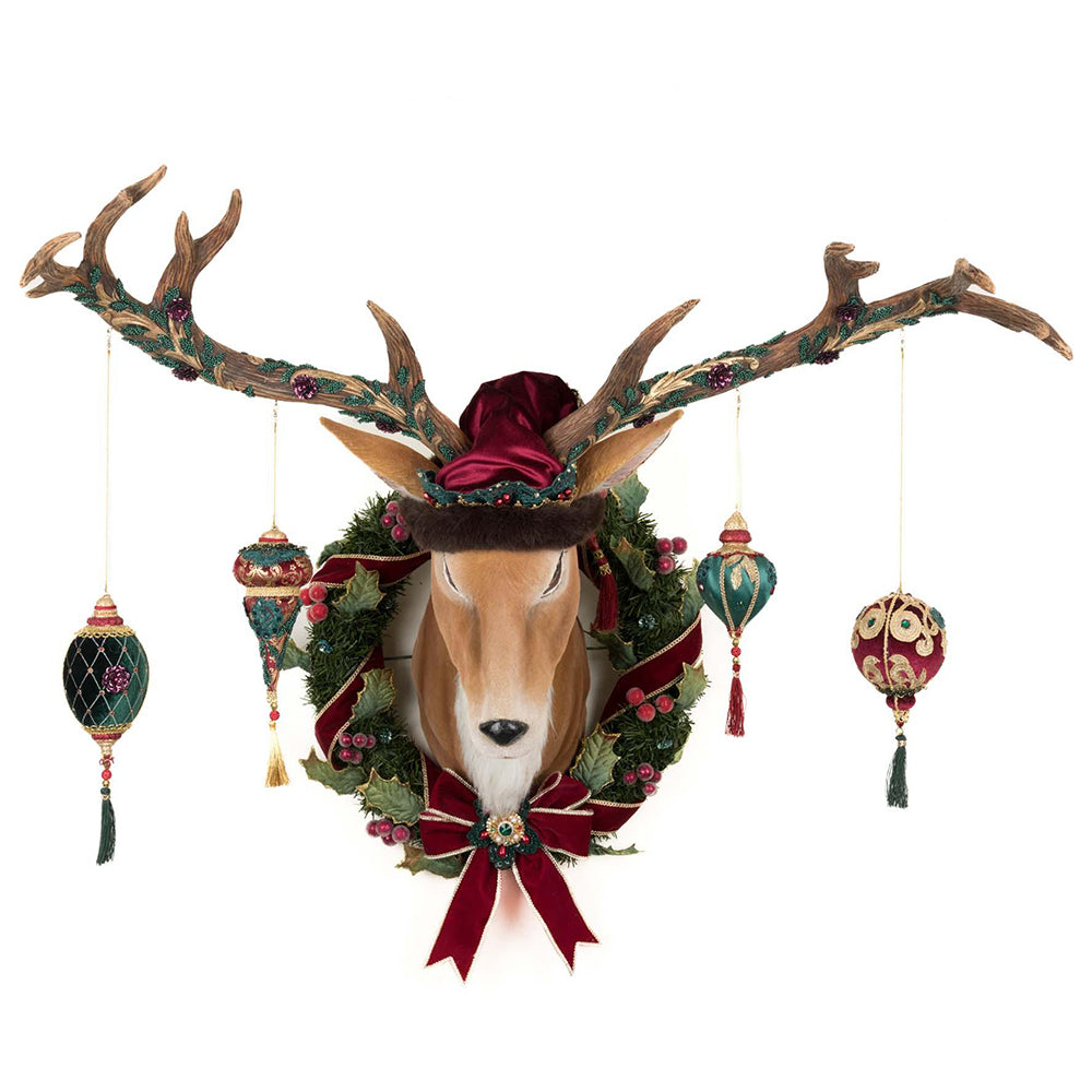 Winter Balsam and Berry Deer Wall Piece with Ornaments by Katherine&amp;#39;s Collection