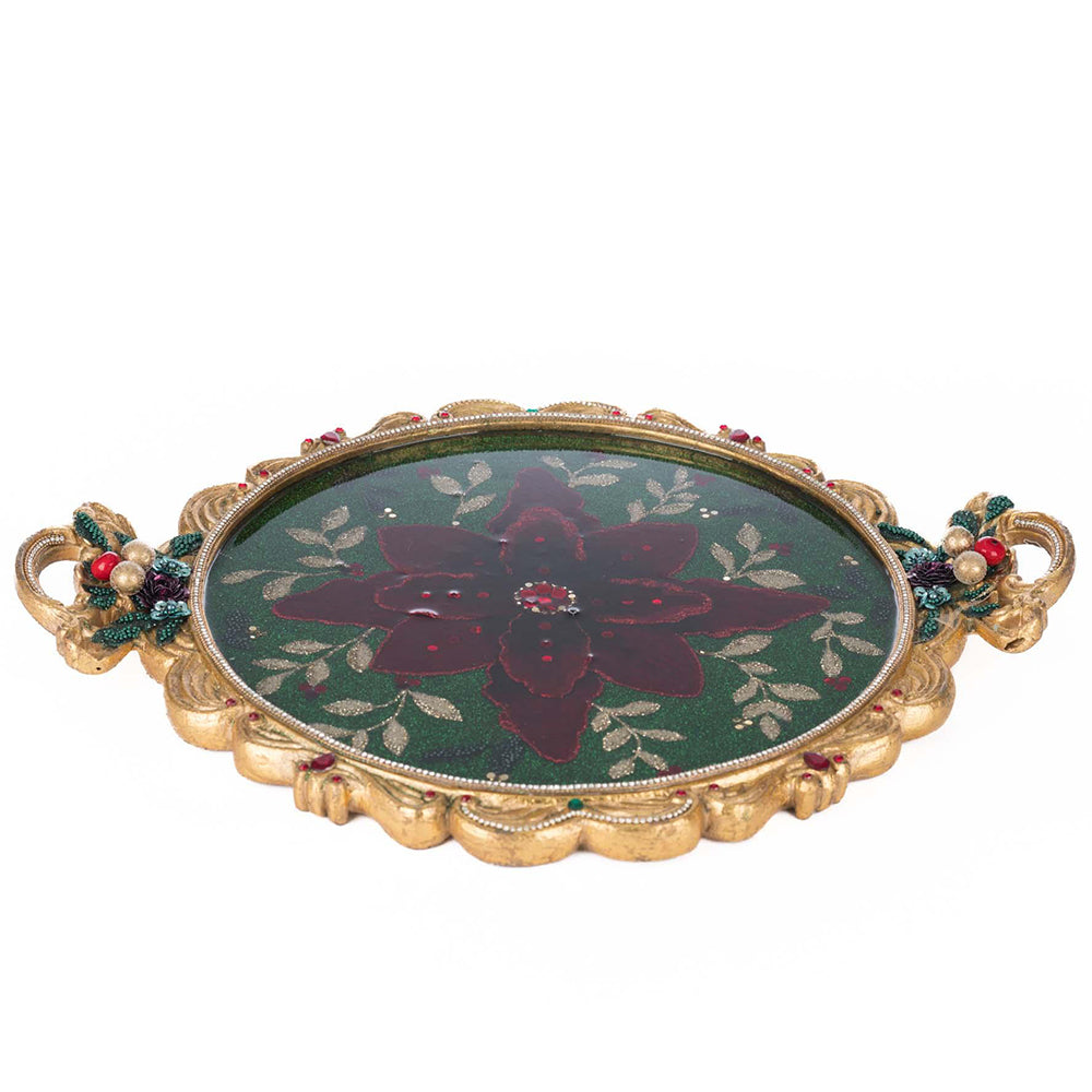 Winter Balsam and Berry Poinsettia Tray by Katherine&amp;#39;s Collection