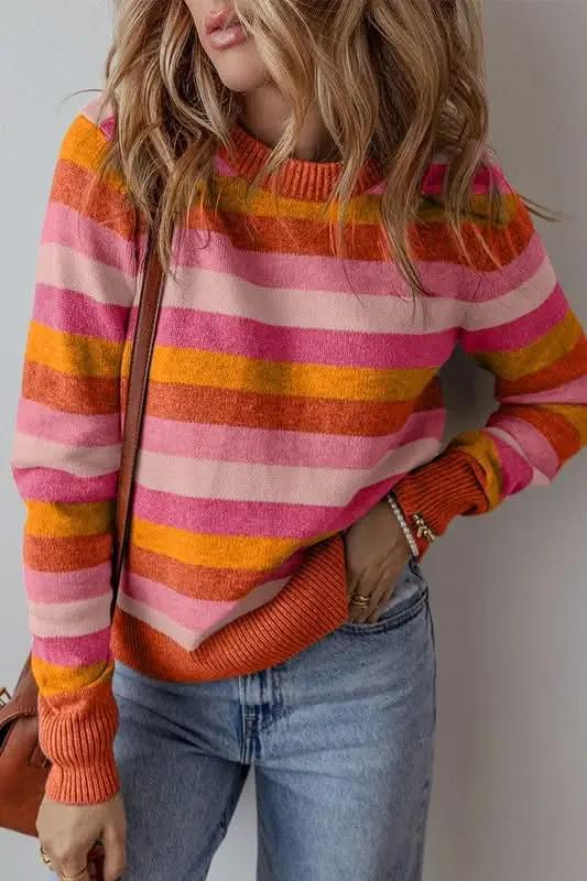 YNIQUE Color Block Sweater Women&amp;#39;s Fall Fashion Ribbed Knit Top