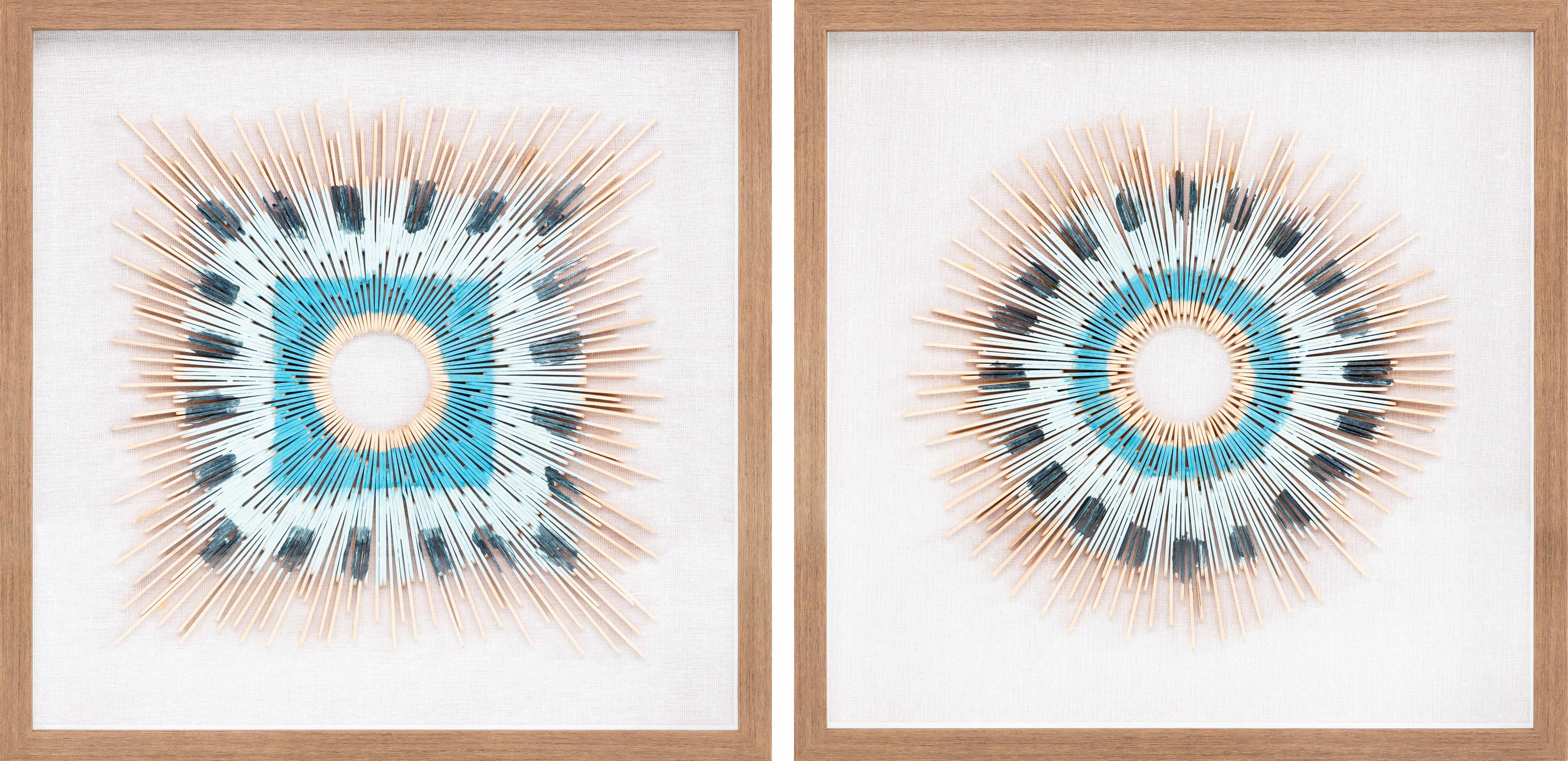 YENICE NATURAL WOOD GEOMETRIC WALL ART SET OF TWO