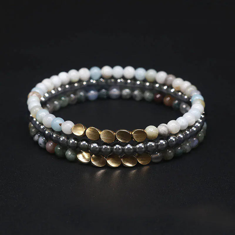 Stylel Loft Collection Natural Agate & Bronze Beaded Bracelet