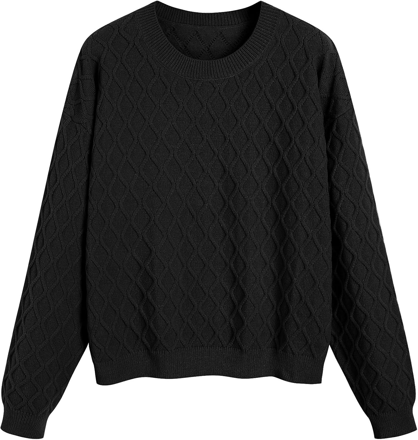 ZAFUL Women&amp;#39;s Cable Knit Sweaters Trendy Fall Crewneck Long Sleeve Casual Loose Jumper Pullover Oversized Sweater Tops 2025
