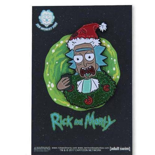 Zen Monkey: Rick with Christmas Wreath - Rick &amp;amp; Morty Enamel Pin