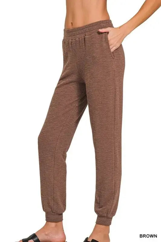 Zenana Cotton Slub Jogger Pants for Comfortable Style