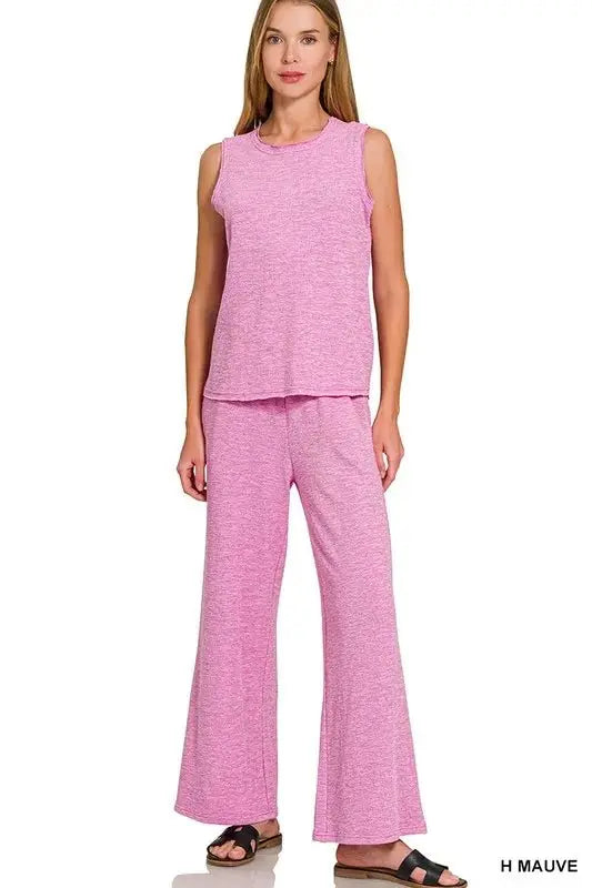 Trendsi Cotton Slub Set Women&amp;#39;s Lounge Two Piece Set USA Made
