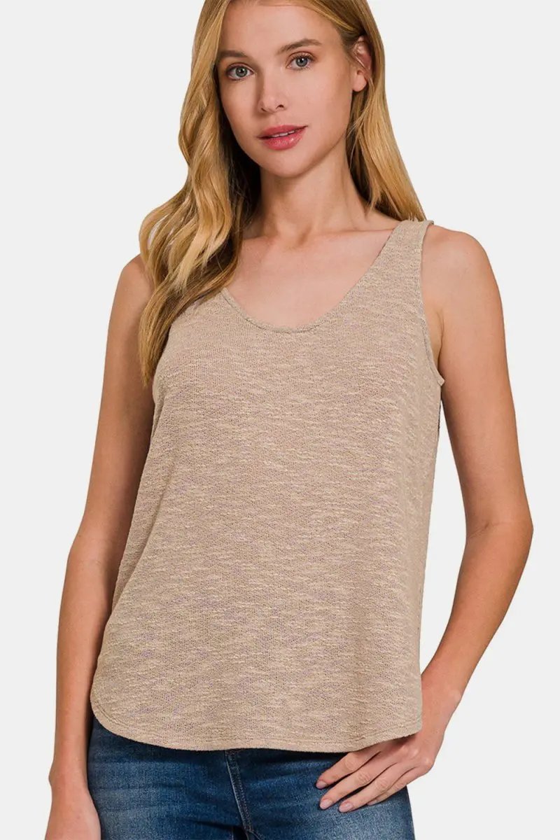 Curved Hem Tank Women&amp;#39;s Summer Basic Top USA Made Soft