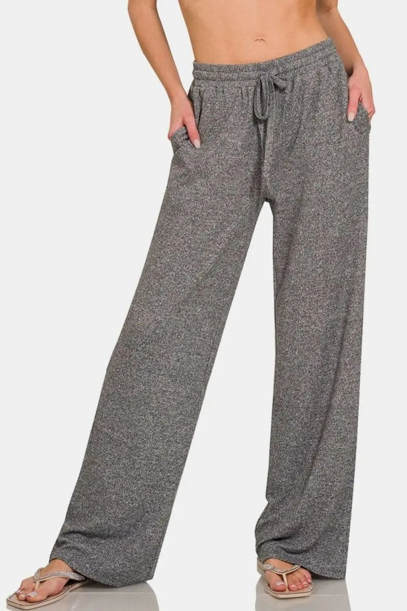 Trendsi Zenana Wide Leg Pants Women&amp;#39;s Lounge Comfy Drawstring USA Shipped
