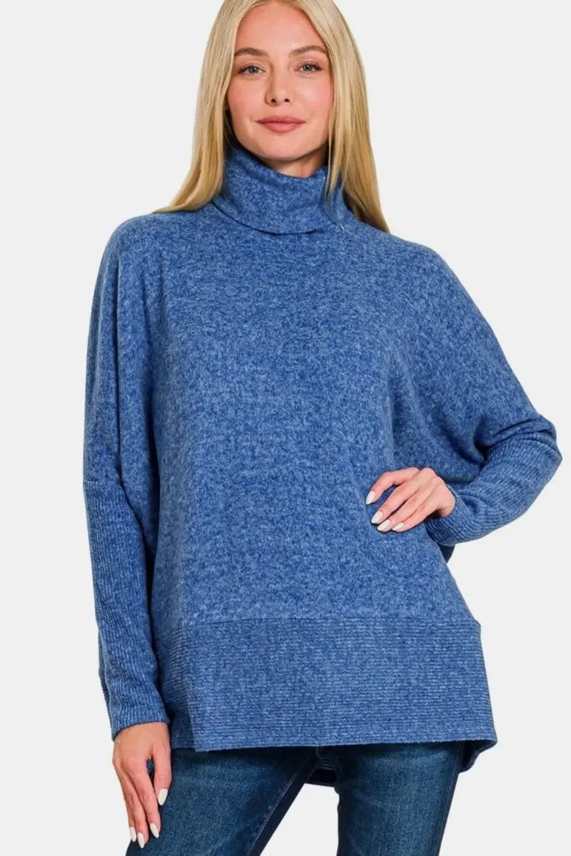 Hacci Turtleneck Women&amp;#39;s Sweater Cozy Knit Top Soft &amp;amp; Warm