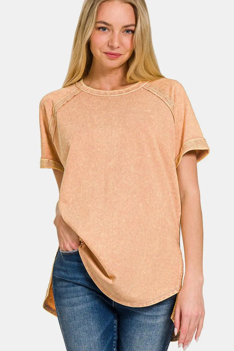 Heathered Top Women&amp;#39;s Everyday Tee Basic Short Sleeve Soft Shirt