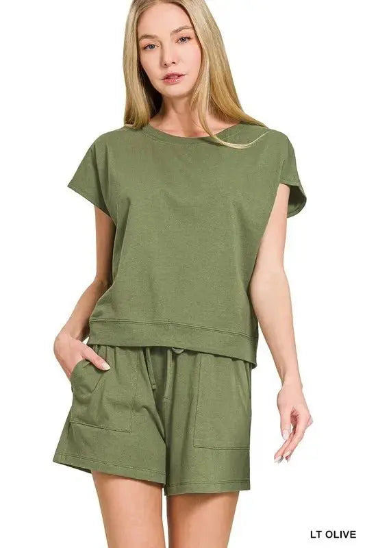 Cotton Top &amp;amp; Shorts Set Women&amp;#39;s Loungewear Set - Soft &amp;amp; Comfy