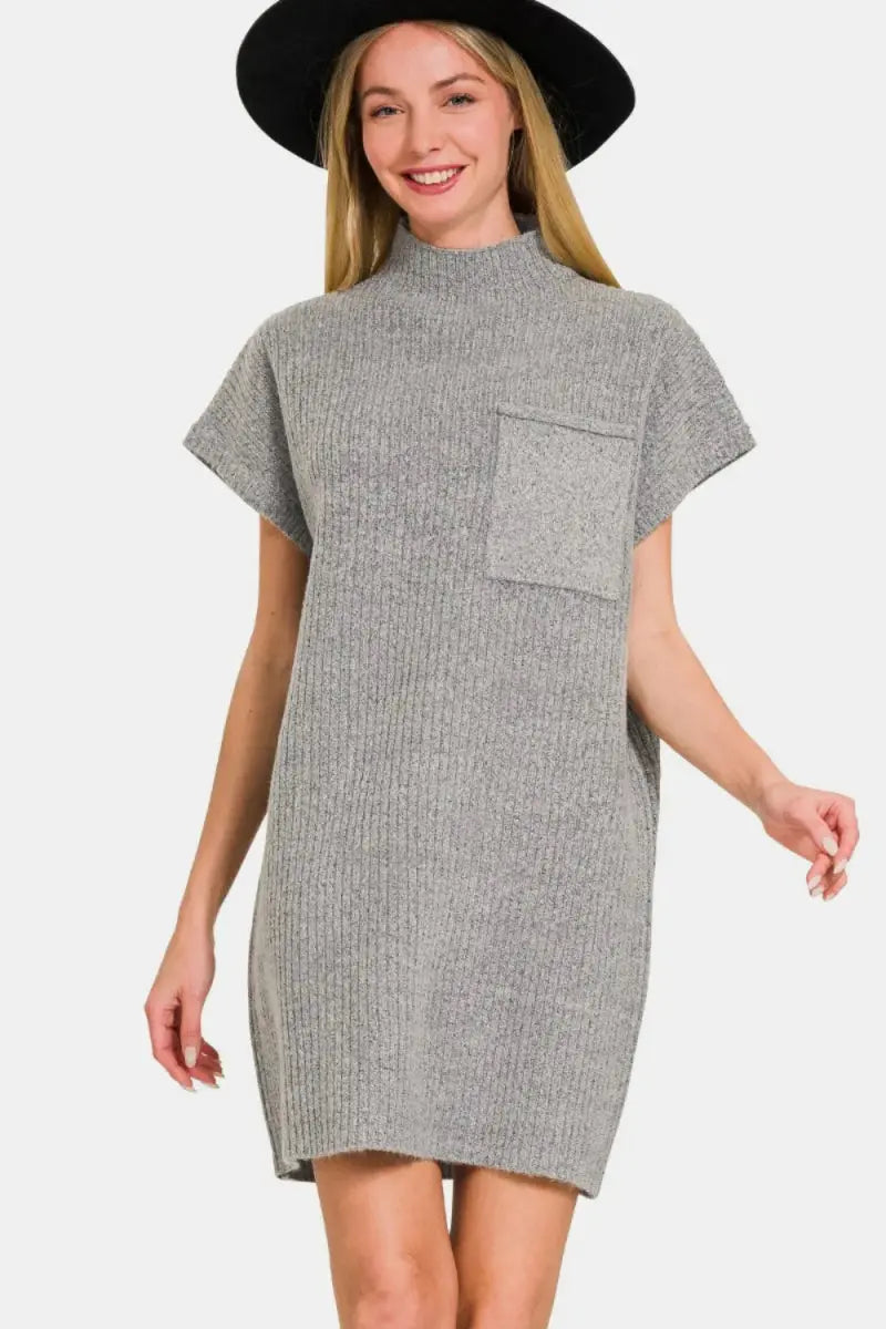 Knit Mini Dress Women&amp;#39;s Casual Short Sleeve Sweater Dress - Comfy &amp;amp; Chic