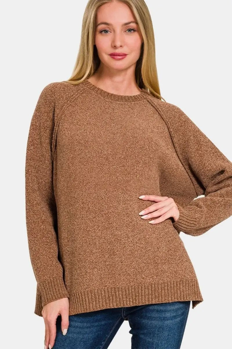 Side Slit Sweater Women&amp;#39;s Casual Knit Top USA Made Soft &amp;amp; Stylish