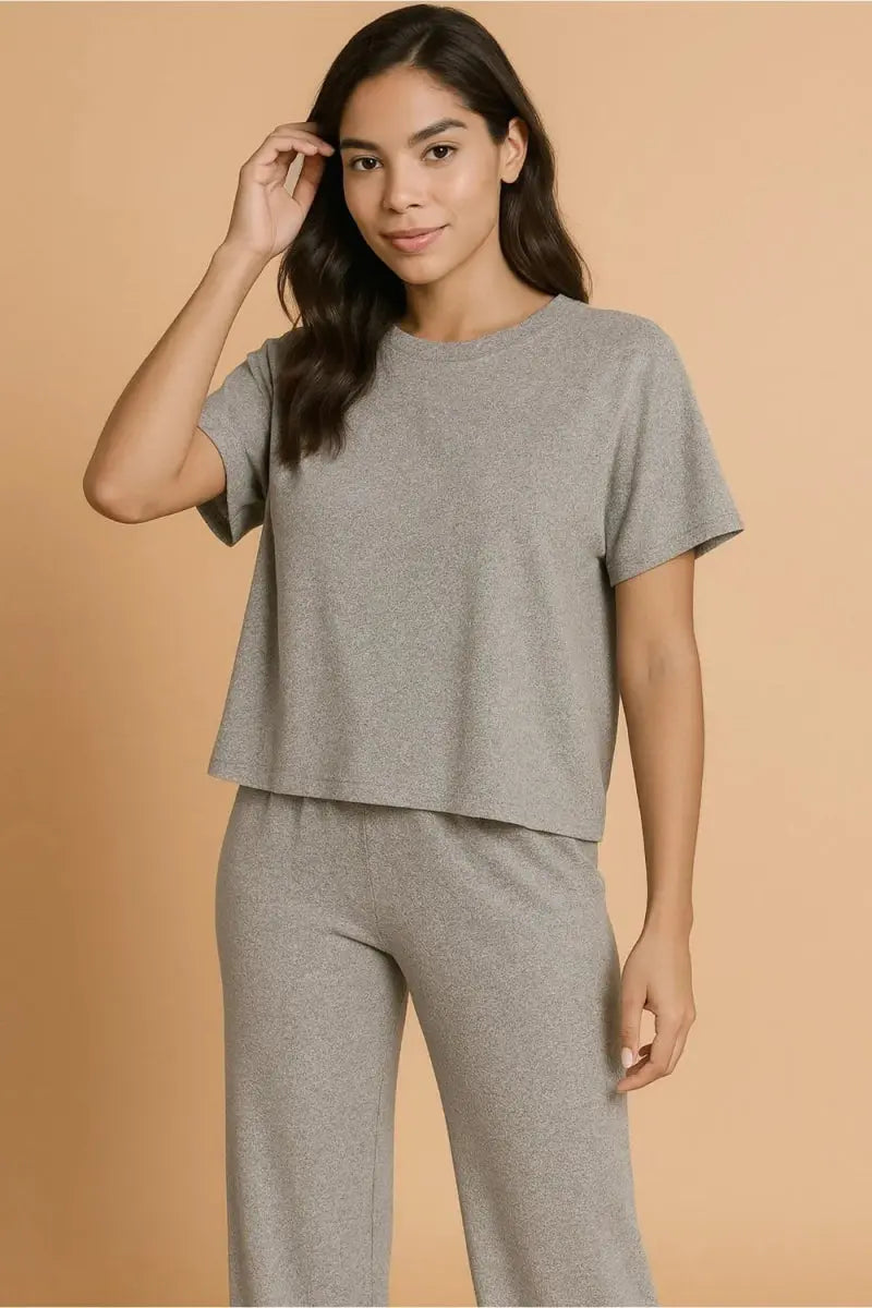 Trendsi Soft Melange Set Women&amp;#39;s Loungewear Pajama Set USA Shipped