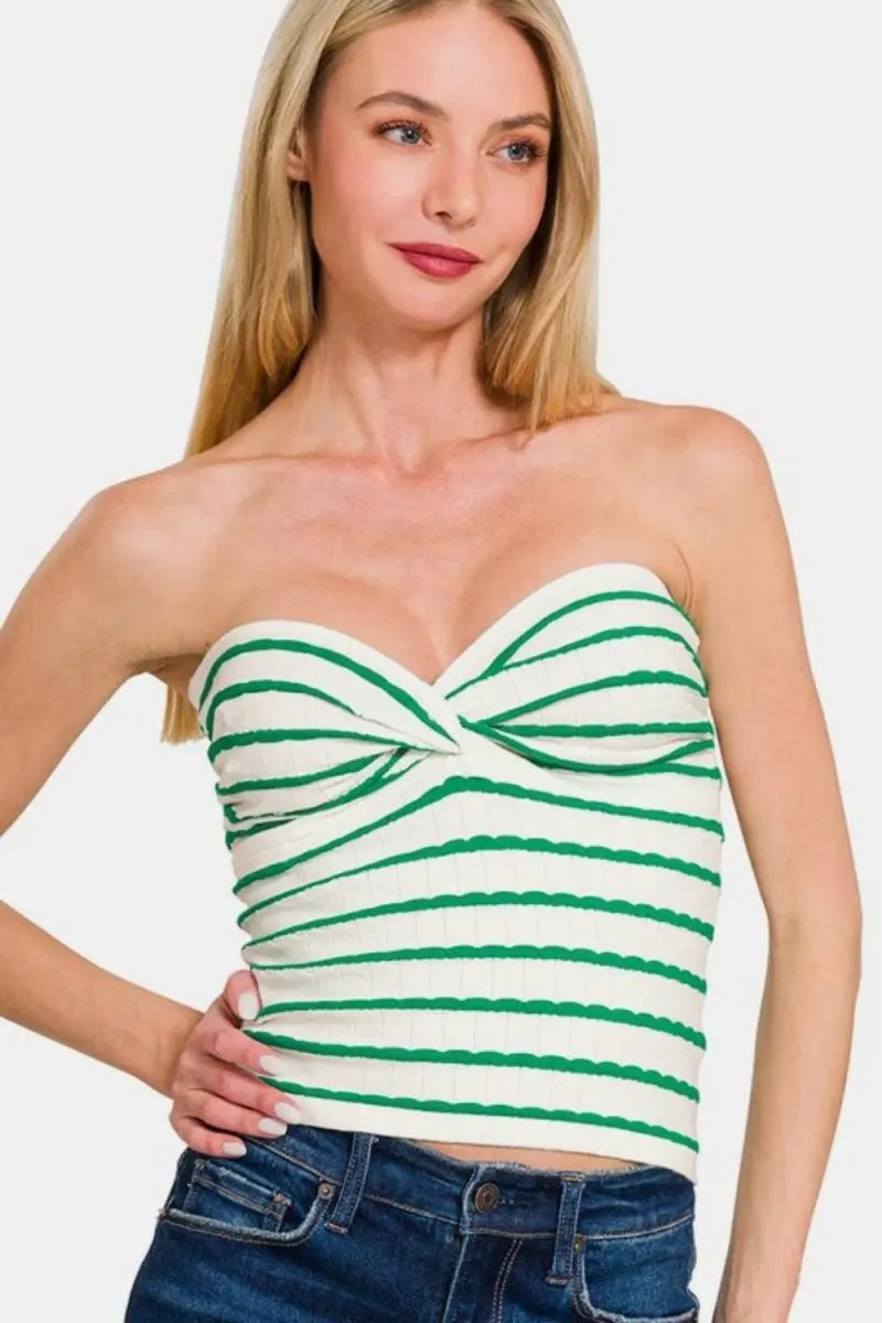 Trendsi Striped Tube Top Women&amp;#39;s Casual Sweetheart Neck Cropped Top - Soft &amp;amp; Stretchy