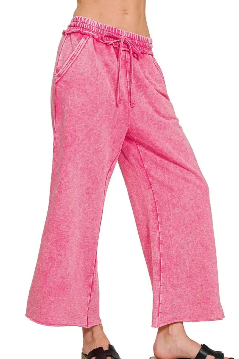 Trendsi French Terry Palazzo Women&amp;#39;s Lounge Pants With Pockets Comfy Wide Leg