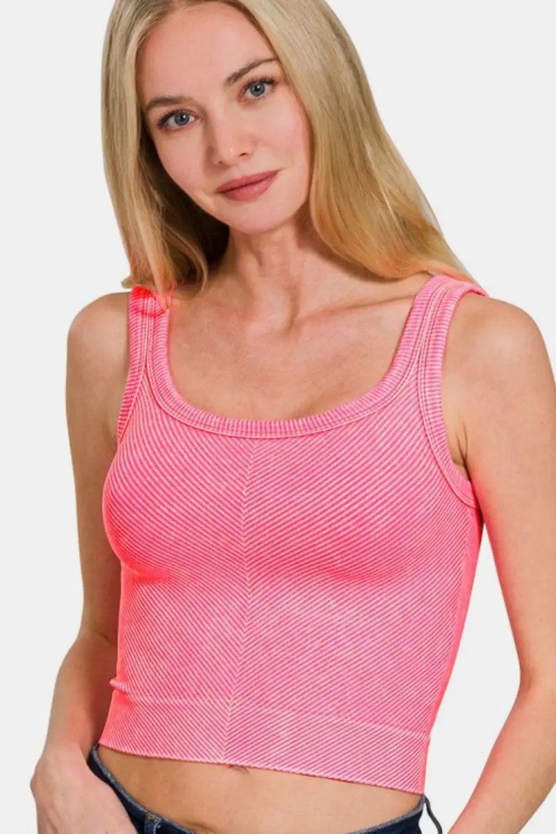 Trendsi Ribbed Tank Top Women&amp;#39;s Everyday Basic Scoop Neck Wide Strap Comfy
