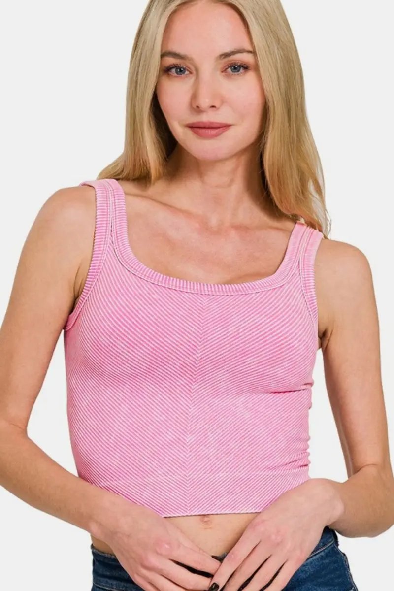 Ribbed Tank Top Women&amp;#39;s Casual Wear Basic Scoop Neck Sleeveless Top